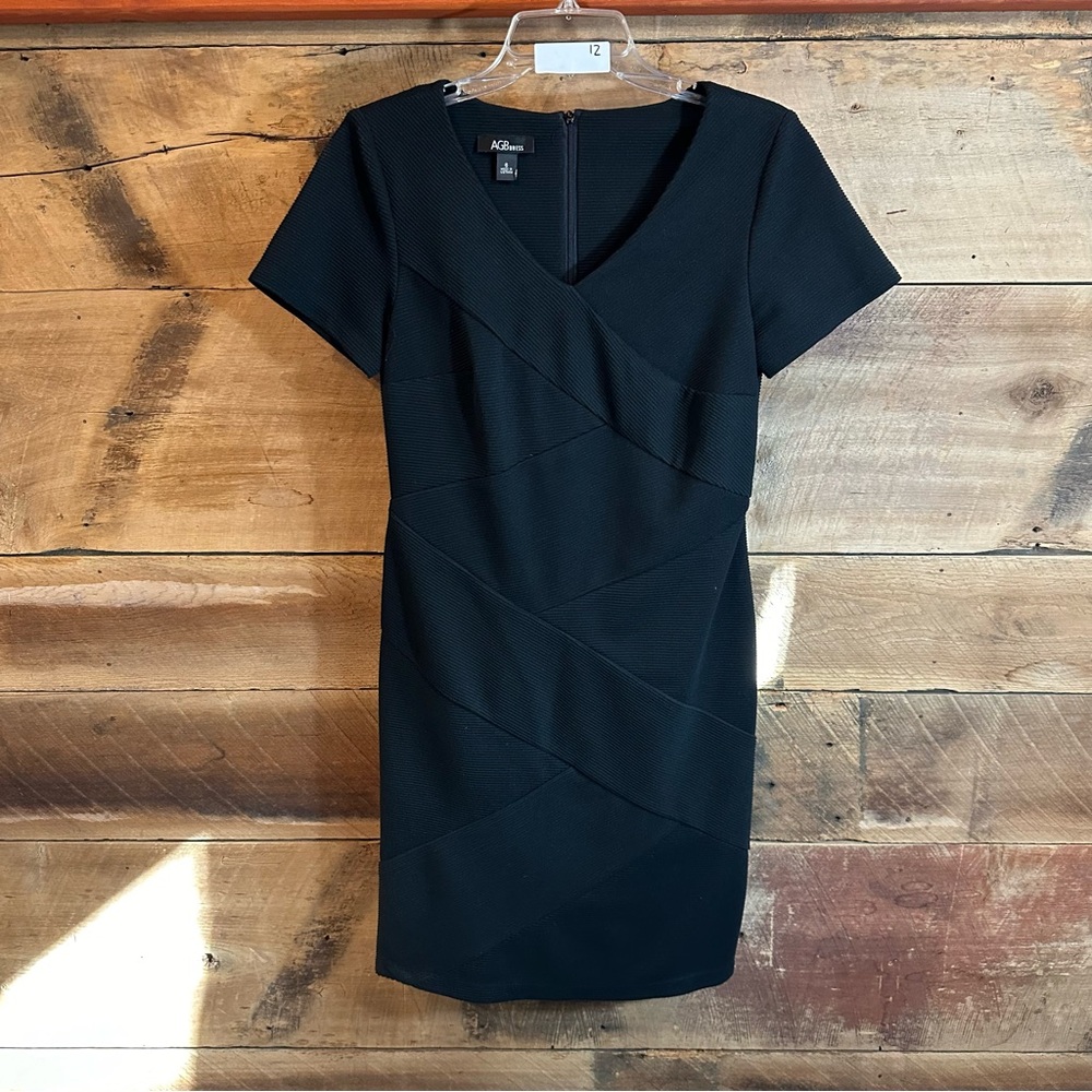 AGB Black V-Neck Mini Dress